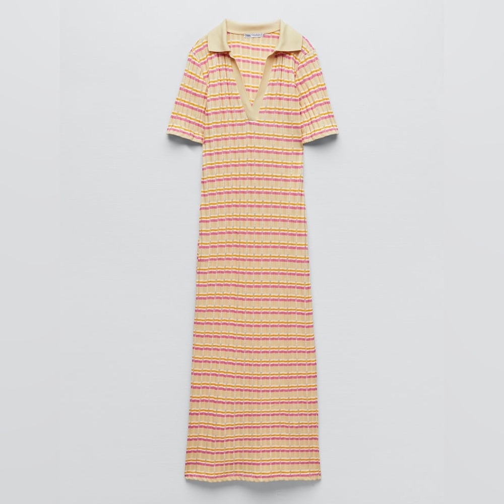 Zara Striped Dress with Polo Collar - Picture 7 of 14